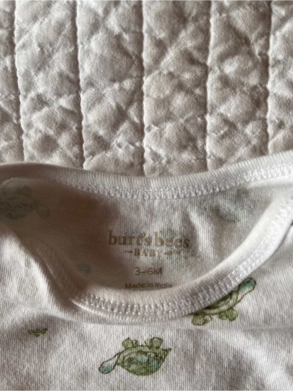 Burt's Bees Pale Green Turtle Ribbed One-Piece Romper